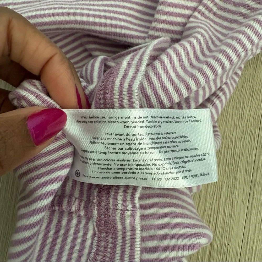 Carter Kids Girls Pajamas Set 6 Years Lavender White Striped 100% Cotton Comfy